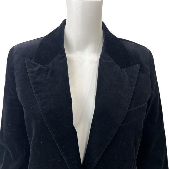 $1250 Nili Lotan Black Velvet Blazer Cotton Single-Breasted Jacket size 8 - Picture 2 of 9